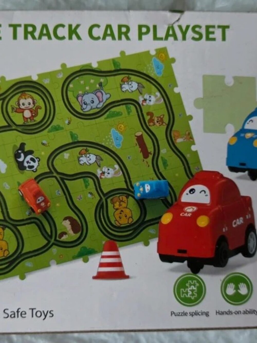 Bennol Puzzle Track Car Playset 48pc w/ 2 Cars & Signs Ages 3+ YH005A-B2
